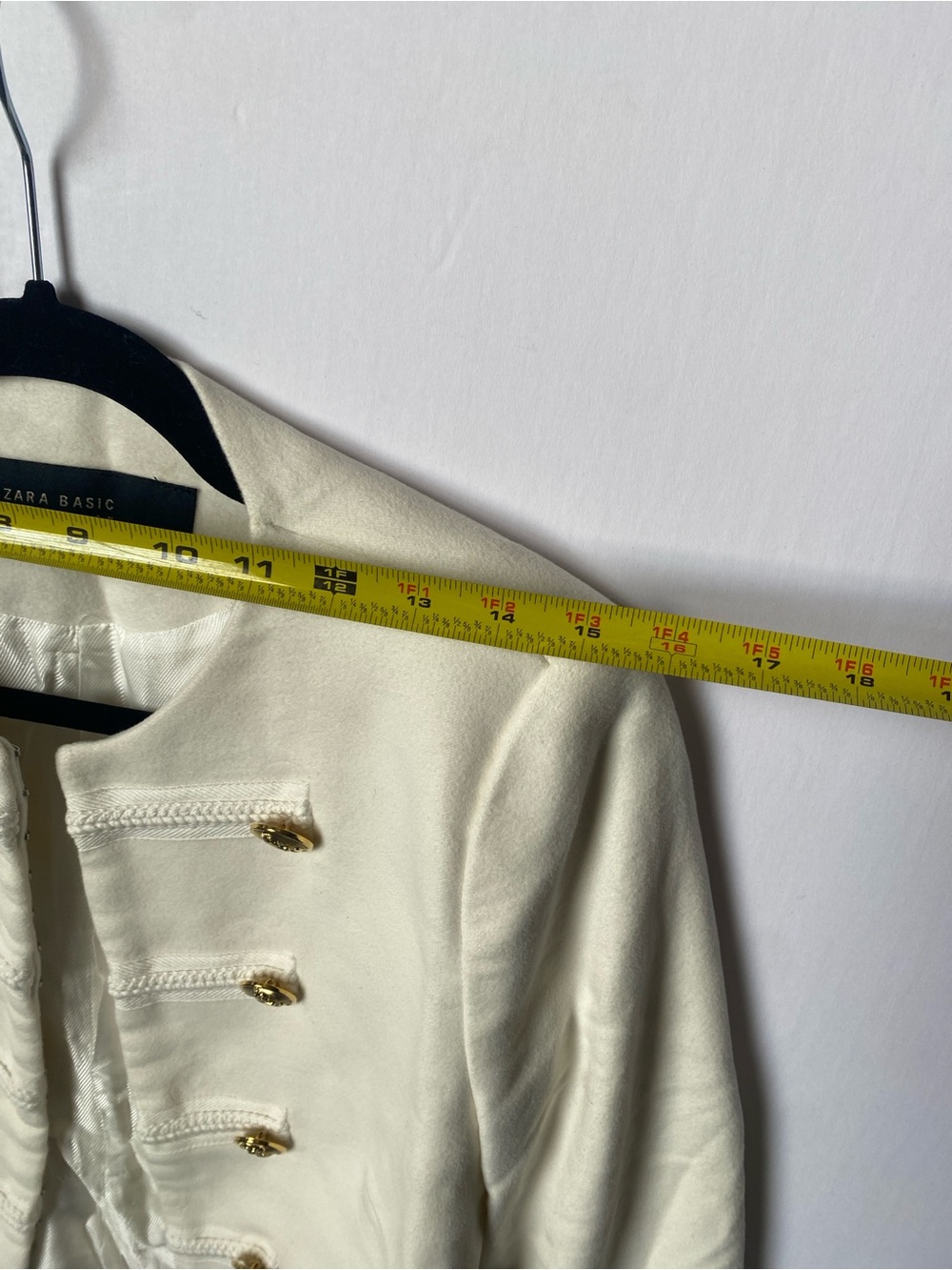 Zara White Military-Style Double-Breasted Blazer with Gold Buttons - Picture 10 of 12